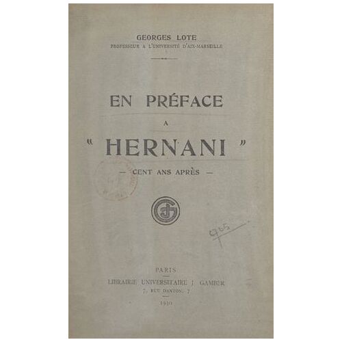 En Préface À Hernani