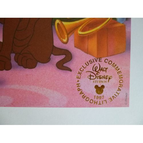 Disney - La Belle Et Le Clochard - Lithographie Exclusive Commémorative 1997 - Comme Neuf -