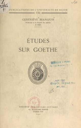 Études Sur Goethe