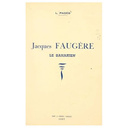 Jacques Faugère, Le Saharien