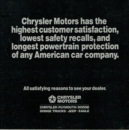 Catalogue 1990 Chrysler Motors Usa ( Le Baron /New Yorker ) - Dodge ( Dakota /Daytona/ Dynasty/Ram/Shadow/ Spirit ) - Eagle (Premier) - Jeep (Cherokee) - Plymouth ( Acclaim/Laser/Sundance/ Voyager).