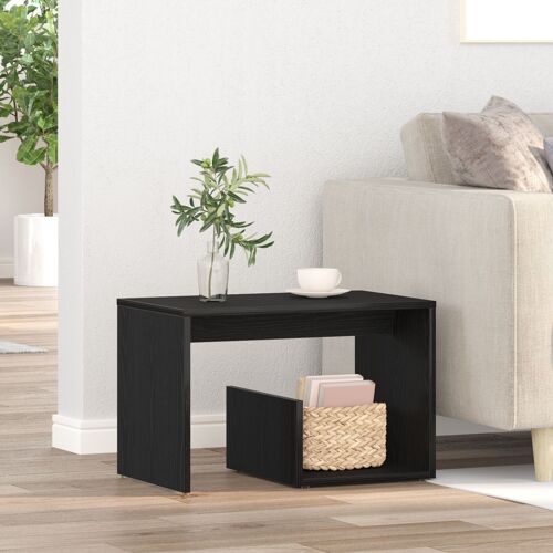 Table d'appoint vidaXL Noire en Chêne 59x36x38 cm Bois d'ingénierie