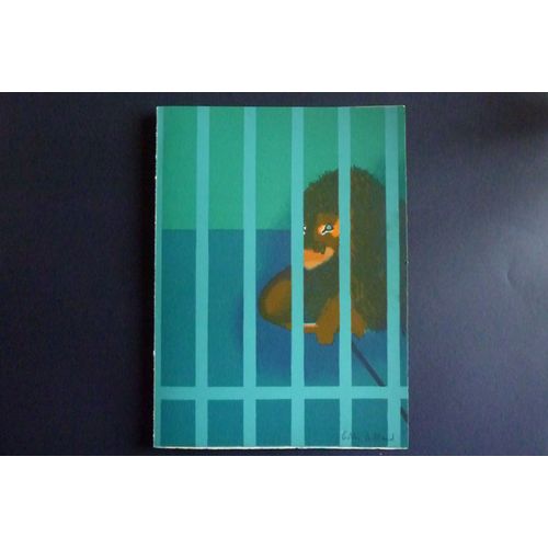 Lithographie De Gilles Aillaud,"Lion Aux Barreaux Bleus" .