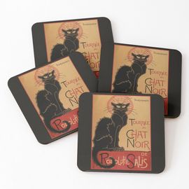 Liège Sous-Verres En Bois La Tournée Du Chat Noir Iconique De L'art Nouveau 9,5 Cm Lot De 4 Pour Boissons Café Table