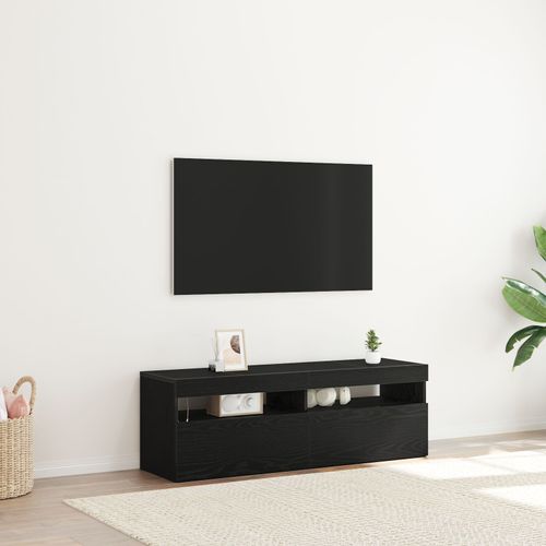 Meuble Tv Vidaxl Avec Led Chêne Noir 120x35x40 Cm Bois D'ingénierie