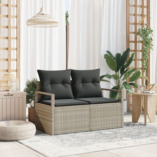 Sofa De Jardin 2 Places Avec Coussins En Poly Rattan Gris