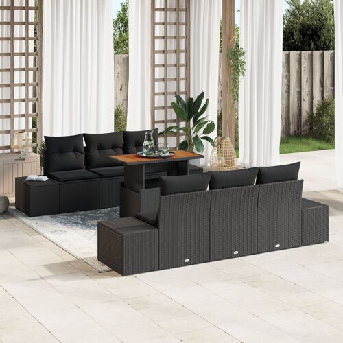 Set De Sofa De Jardin Vidaxl Ensemble De 7 Noir Rattan Table D'extérieur