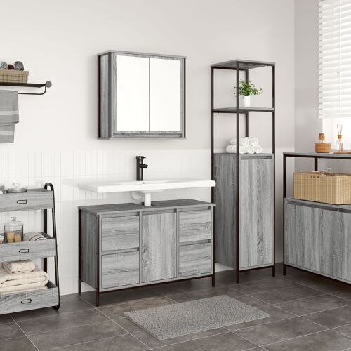 Ensemble de meubles de salle de bain 2 pièces vidaXL gris Sonoma en bois d'ingénierie