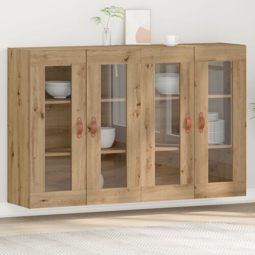 Buffet Suspendu Vidaxl Ensemble De 2 Chêne Artisan Bois De Chêne Massif
