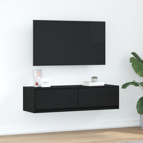 Meuble TV vidaXL Noir Chêne 100x31x25,5 cm Bois d'ingénierie