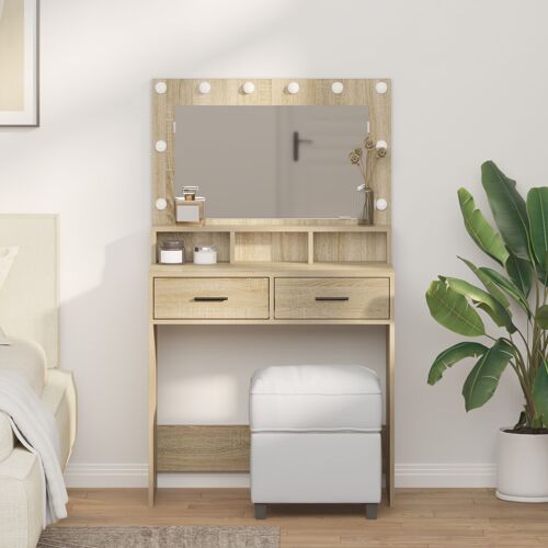Coiffeuse Vidaxl Avec Lumière Led Chêne Sonoma 79x41x135 Cm