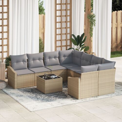 Vidaxl Ensemble De Canapé De Jardin Ensemble De 9 Beige, Gris