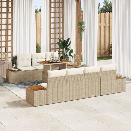 Ensemble De Canapé De Jardin Vidaxl 8 Pièces Beige Et Blanc