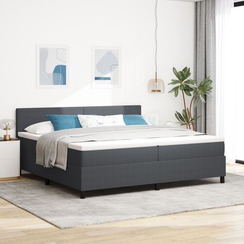 Lit avec sommier à ressorts vidaXL Gris foncé Tissu côtelé 200 x 200 cm