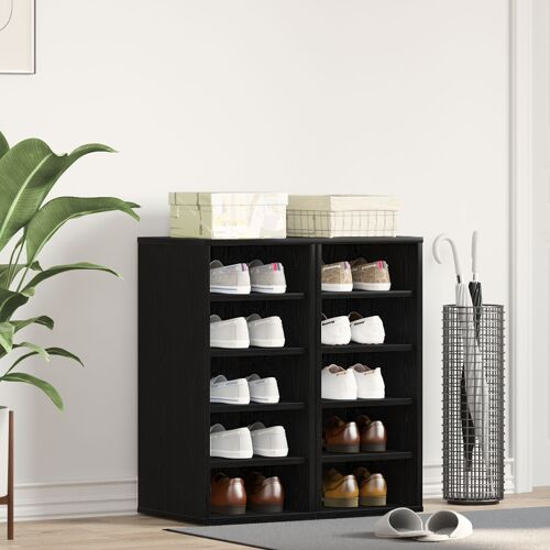vidaXL Armoire à chaussures Chêne noir Bois d'ingénierie 32 x 35 x 70 cm