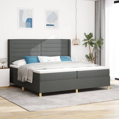 Box Spring VidaXL avec Matelas Gris Foncé 200x200 cm en Tissu