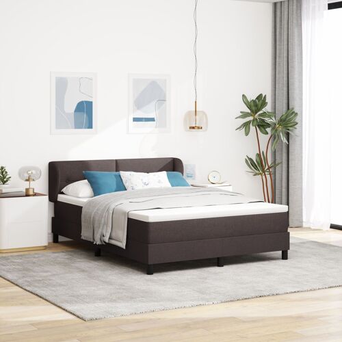 Lit à sommier box avec matelas Marron foncé 140x190 cm Tissu