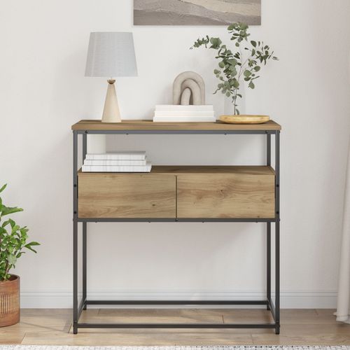 Table Console Vidaxl En Chêne Artisanal 75x40x75 Cm Bois D'ingénierie Et Acier