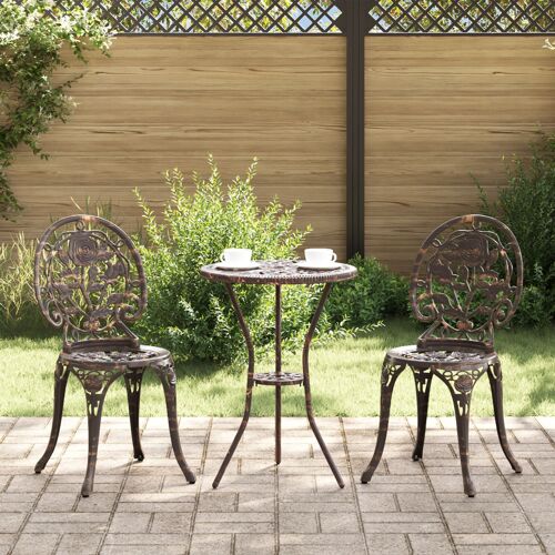Set De Bistro De Jardin 3 Pièces En Aluminium Couleur Bronze
