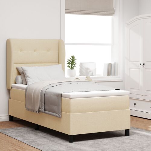 Lit box spring vidaXL avec matelas Crème 80x200 cm en tissu