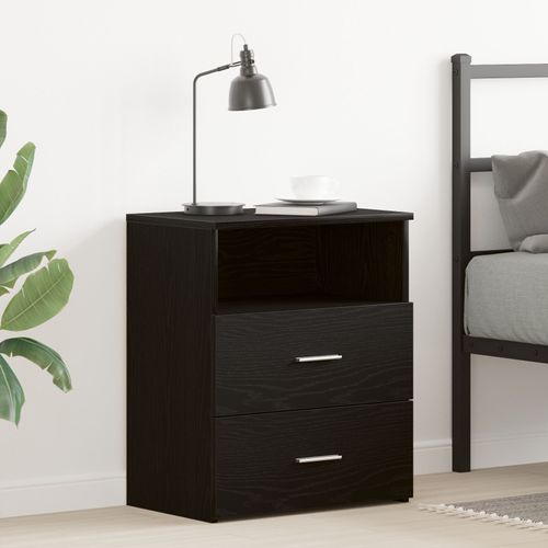 Table De Nuit Vidaxl Noir Chêne 50x32x60cm En Bois D'ingénierie