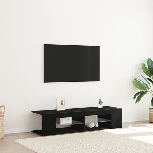 Meuble Tv Vidaxl Avec Leds Chêne Noir 135x39x30cm En Bois D'ingénierie