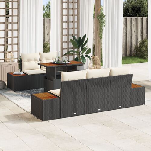 Ensemble De Canapé De Jardin Vidaxl 6 Pièces Noir, Marron