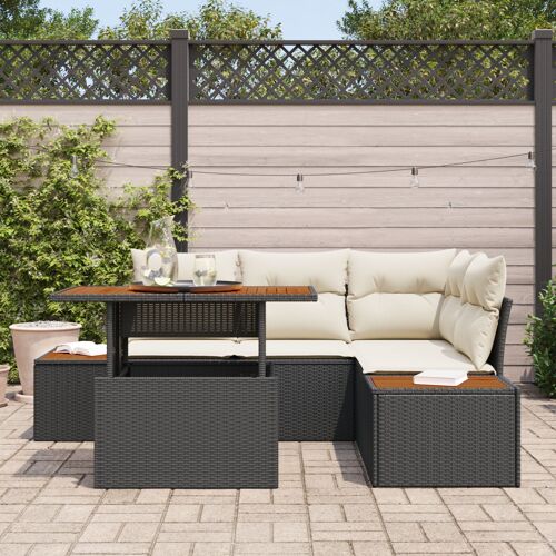 Vidaxl Canapé De Jardin Set De 5 Noir Rattan Canapé D'angle De Jardin