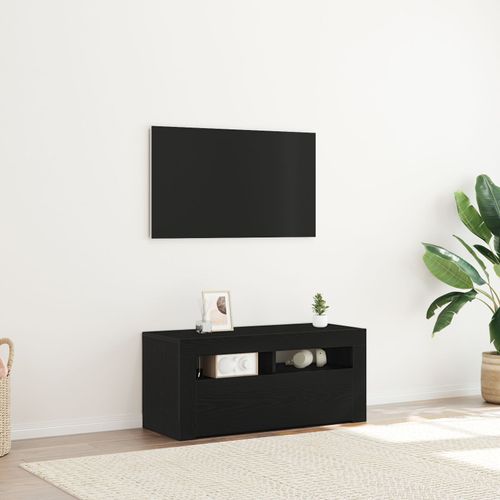 Meuble Tv Vidaxl Avec Led Chêne Noir 90x35x40 Cm Bois D'ingénierie