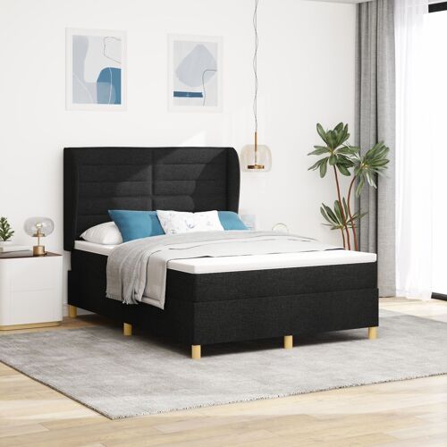 Lit Box Spring vidaXL avec Matelas Noir 140x200 cm Tissu