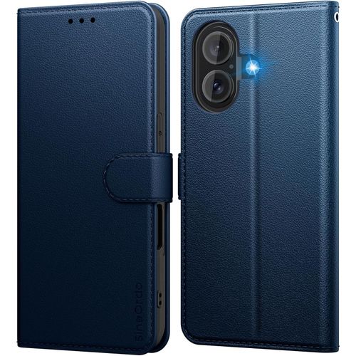 Tzf-Coque Pour Iphone 17 Étui Protection À Rabat, [Pochette De Portefeuille] Antichoc Clapet Housse En Cuir Case Bleu