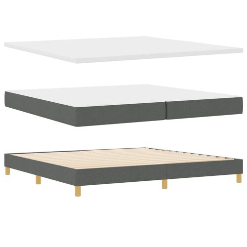 vidaXL Lit à ressorts avec matelas gris foncé 200x200 cm en tissu, vidaXL Tête de lit design blocs de diamant gris foncé 200 cm en tissu
