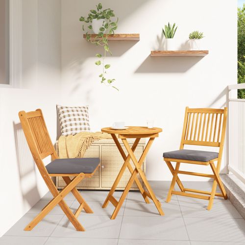 Chaises De Jardin Pliantes Vidaxl Avec Coussin Gris 2pcs En Bois D'acacia Massif
