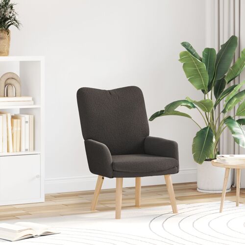 Chaise Relaxante vidaXL Gris Foncé Tissu en Laine Bouclée