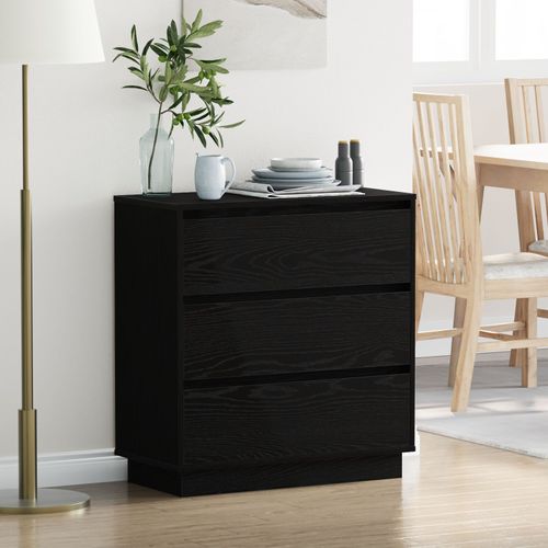 Table De Chevet Vidaxl Avec Led Chêne Noir 71x34,5x75 Cm Bois D'ingénierie