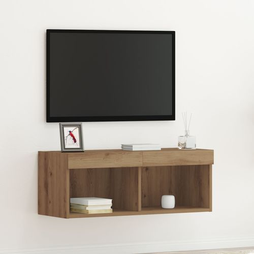 Meuble Tv Vidaxl Avec Led Artisan Chêne 80x30x30 Cm