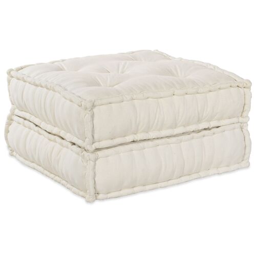 Canapé Pouf Modulable 2 Places Vidaxl Convertible En Tissu Crème