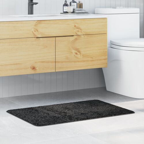 Tapis de bain Rectangulaire Gris Foncé 60x90 cm Polypropylène Antidérapant