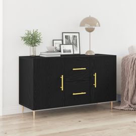 Buffet Vidaxl En Chêne Noir 100x36x60 Cm En Bois D'ingénierie