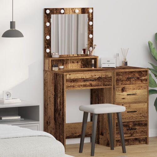 Coiffeuse Vidaxl Avec Lumières Led En Bois Vieilli 50x41x135 Cm