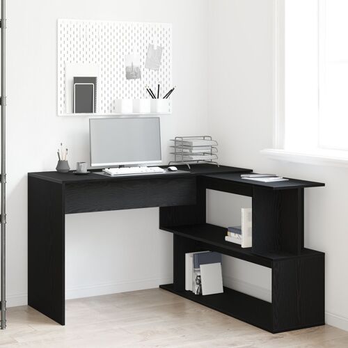 Bureau vidaXL Noir Chêne 200x50x76 cm en bois d'ingénierie