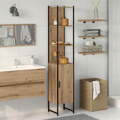Cabinet De Salle De Bain Vidaxl Chêne Artisan 33x33x185,5 Cm Bois D'ingénierie