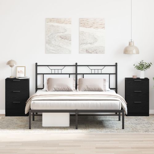 Tables De Chevet Vidaxl 2 Pièces Chêne Noir 40x65x65 Cm Fabriquées En Bois D'ingénierie