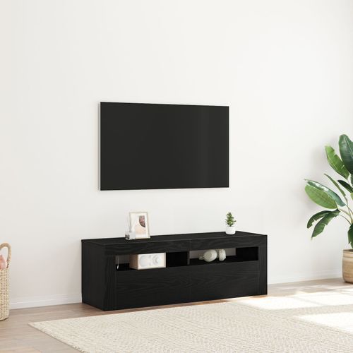 Meuble Tv Vidaxl Avec Led Chêne Noir 120x35x40 Cm Bois D'ingénierie