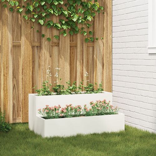 Jardin de vieXL Planteur à 2 niveaux 100x60x45 cm Acier blanc