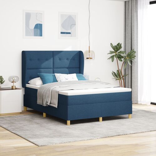 Lit à sommier tapissier avec matelas vidaXL bleu 140x200 cm en tissu