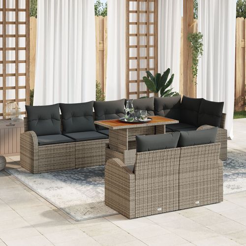 Vidaxl Set De Canapés De Jardin Ensemble De 9 Gris Et Marron Rattan