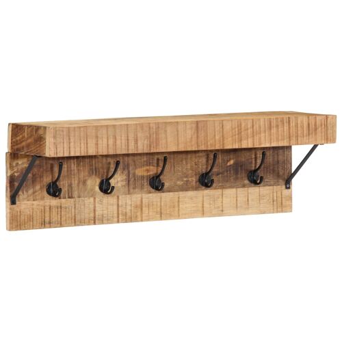 Porte-manteau vidaXL avec étagère mural en bois de mangue massif et métal