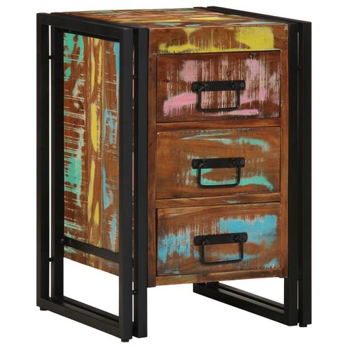 Table De Chevet Vidaxl Multicolore 40x35x50 Cm En Bois Massif Récupéré