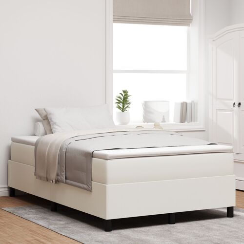 vidaXL Lit box spring avec matelas crème petit double en tissu velours côtelé
